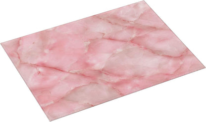 Light Pink Marble Tile Dish Drying Mat For Kitchen Counter, Drain Rack Mat Microfiber Quick Dry Dish Pad