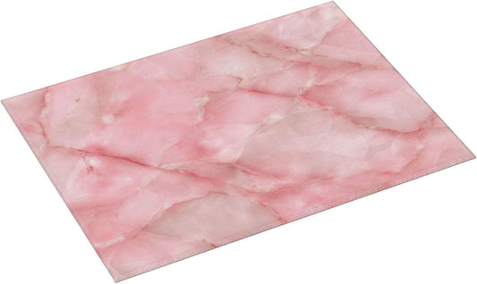 Light Pink Marble Tile Dish Drying Mat For Kitchen Counter, Drain Rack Mat Microfiber Quick Dry Dish Pad