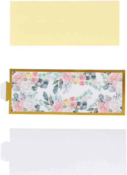 Efavormart 50 Pack Pink Peony Floral Paper Napkin Rings with Gold Edge, Disposable Napkin Holders Bands - 1.5"