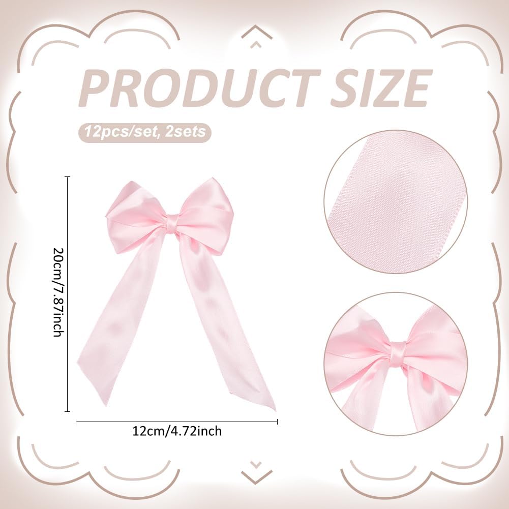 PH PandaHall 24pcs Pink Bowknot Ribbon Bow Napkin Ring Bow Tie Candlestick Decor Gift Wrapping Satin Bowknots Napkin Holder for Party Centerpiece Wedding Birthday Holiday Tabletop Crafts Decoration