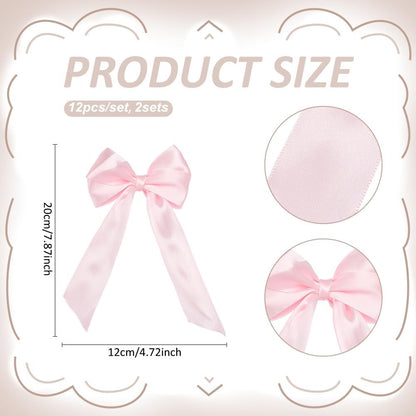 PH PandaHall 24pcs Pink Bowknot Ribbon Bow Napkin Ring Bow Tie Candlestick Decor Gift Wrapping Satin Bowknots Napkin Holder for Party Centerpiece Wedding Birthday Holiday Tabletop Crafts Decoration