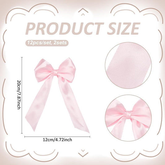 PH PandaHall 24pcs Pink Bowknot Ribbon Bow Napkin Ring Bow Tie Candlestick Decor Gift Wrapping Satin Bowknots Napkin Holder for Party Centerpiece Wedding Birthday Holiday Tabletop Crafts Decoration