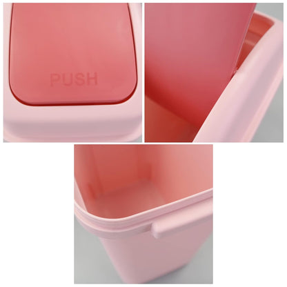 7 L Small Garbage Can with Swing Lid, 1.8 Gallon Indoor Trash Bin with Lid (Pink)