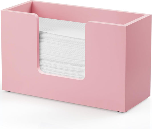 Paper Towel Dispenser Countertop, Wooden Bathroom Paper Towel Holder, Pink Napkin Holder for Kitchen, Countertop Multifold C-Fold, Z-Fold, Trifold Paper Hand Towel Dispenser for Bathroom Toilet