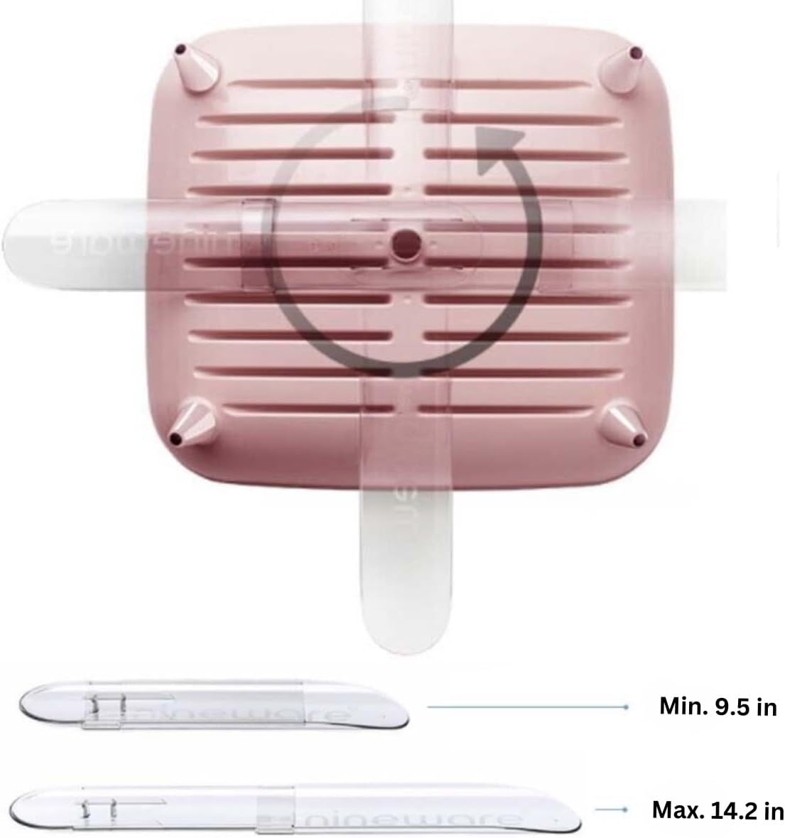 Wide Volume Dish Drying Rack, Large Capacity Kitchen Coutertop Organizer, 360° Rotatable Water Drain, Removable Utensil Holder, Sleek Design, Made in Korea (Pink)