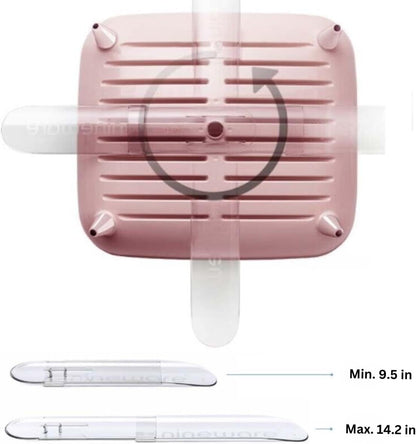 Wide Volume Dish Drying Rack, Large Capacity Kitchen Coutertop Organizer, 360° Rotatable Water Drain, Removable Utensil Holder, Sleek Design, Made in Korea (Pink)