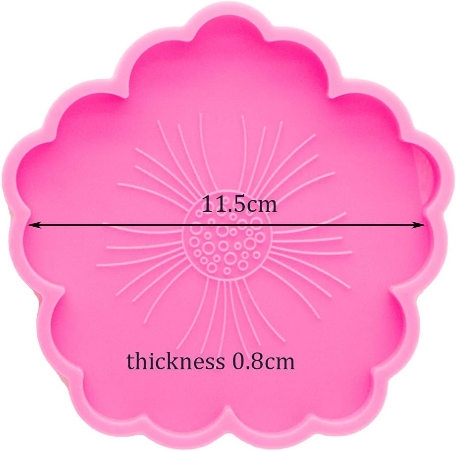 Shiny Glossy Peach Blossom Flowers Shape Silicone Mold Epoxy Resin Molds DIY Geode Coaster Agate Mould Resin Coaster Molds DIY Cup Mats Mold Home Decoration