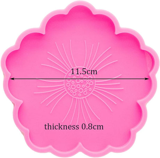 Shiny Glossy Peach Blossom Flowers Shape Silicone Mold Epoxy Resin Molds DIY Geode Coaster Agate Mould Resin Coaster Molds DIY Cup Mats Mold Home Decoration