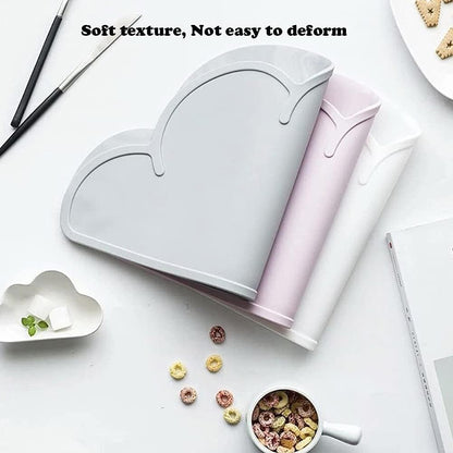 Love Dream Silicone Pet Feeding Food Mat with Raised Edge, Anti-Slip Waterproof Pet Bowl Mat Placemat for Dog and Cat (Pink)