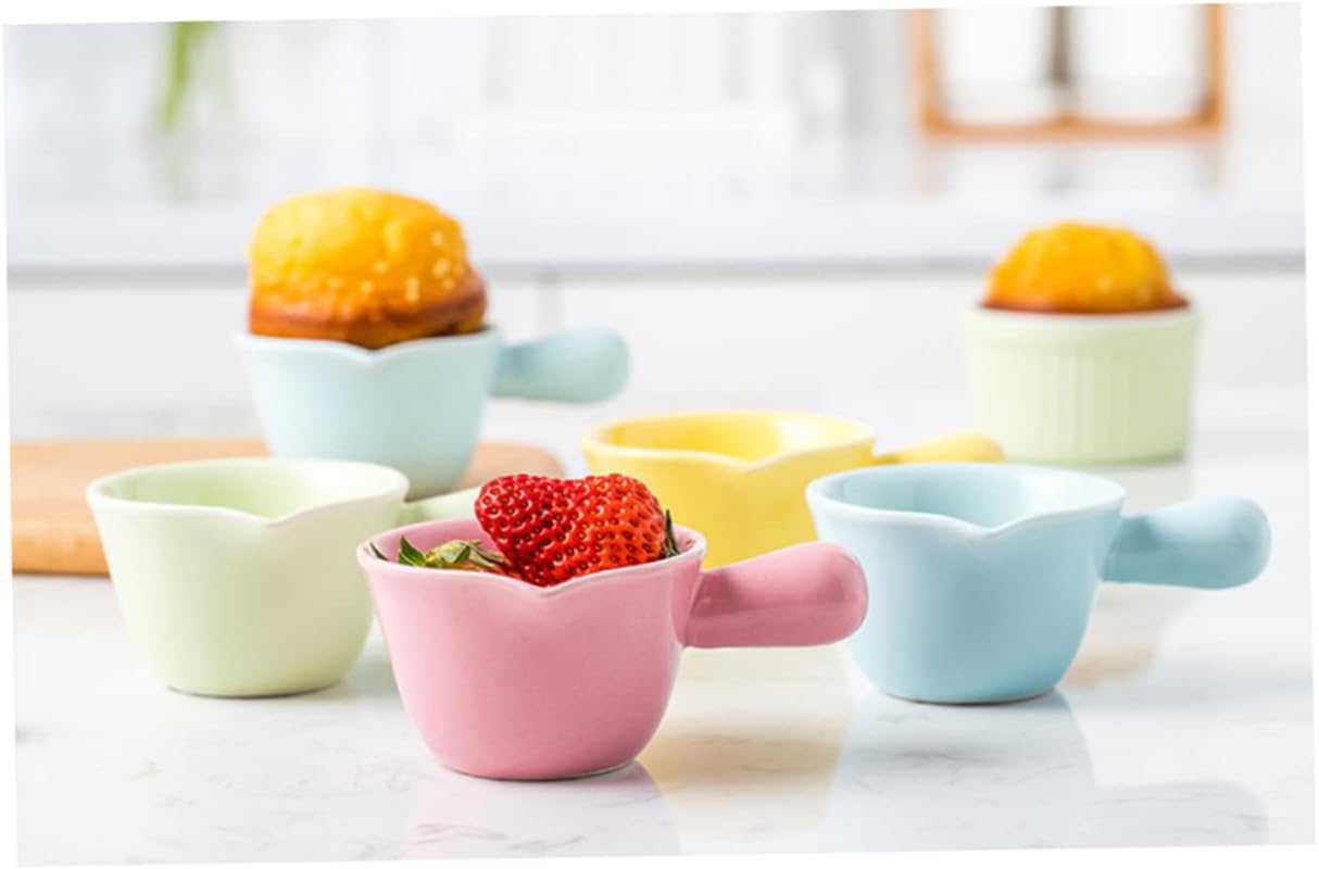 Ceramic Milk Pan Single Handle Pot Pink Cooking Pot Milk Spout Multifunctional Small