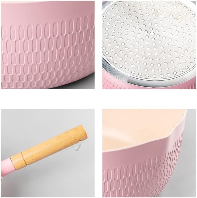 Snowflake Hammer Pattern Non-Stick Japanese Saucepan Boiling Pot for Elegant Table (Pink 18cm)