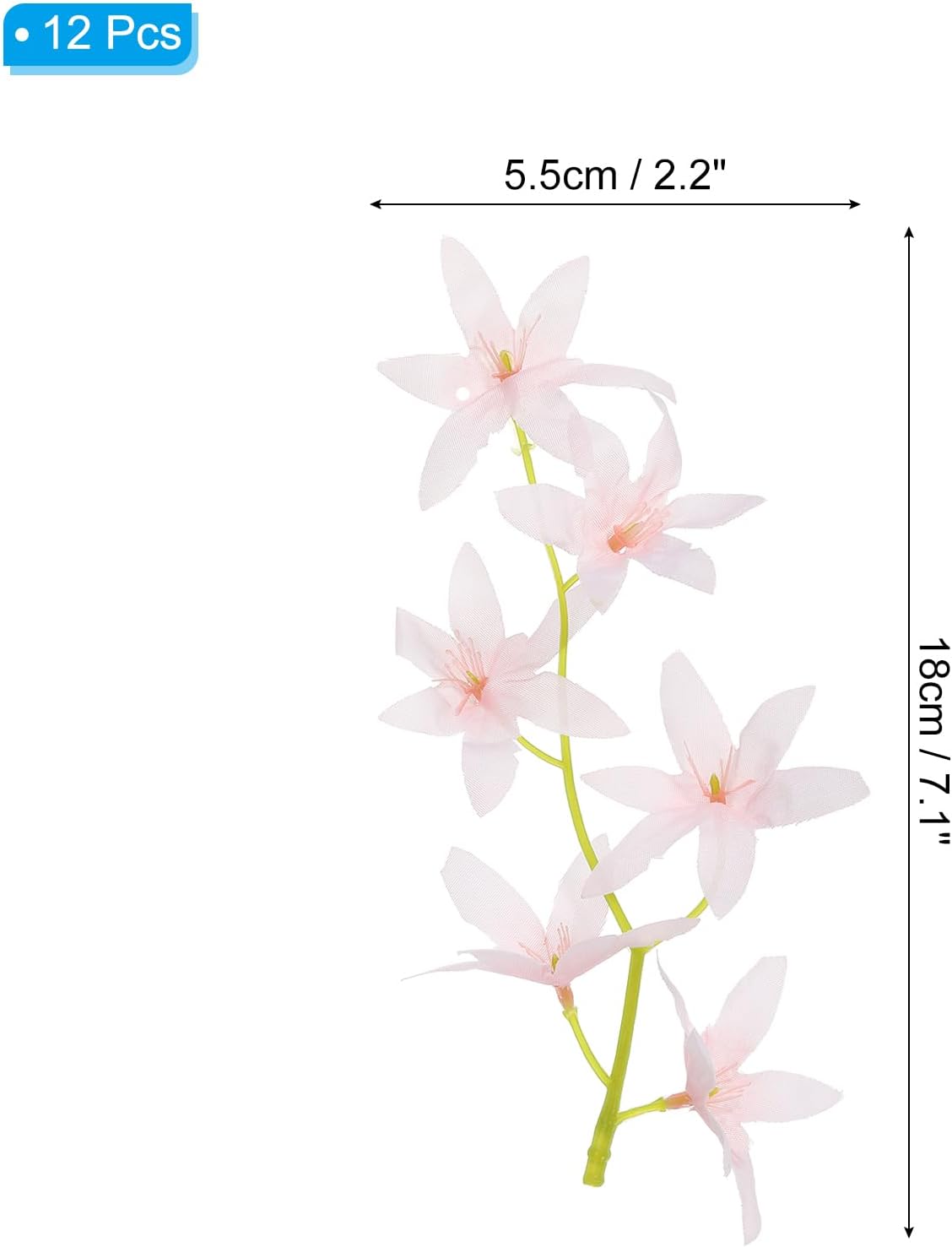 PATIKIL 7 Inch Artificial Orchid Flower, 12 Pcs Floating Candles Simulation Flower Cylinder Vase Fillers for Home Wedding Decoration, Pink