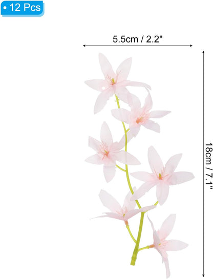 PATIKIL 7 Inch Artificial Orchid Flower, 12 Pcs Floating Candles Simulation Flower Cylinder Vase Fillers for Home Wedding Decoration, Pink