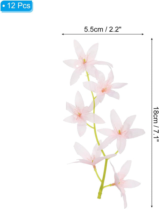 PATIKIL 7 Inch Artificial Orchid Flower, 12 Pcs Floating Candles Simulation Flower Cylinder Vase Fillers for Home Wedding Decoration, Pink