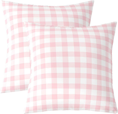Pink White Throw Pillow Covers 24 x 24-Inch Set of 2 Buffalo Check Cushion Case for Kids Teens Adults Plaid Decor Pillowcase Geometric Modern Art Indoor Outdoor Room Decor Zipper All Season Soft