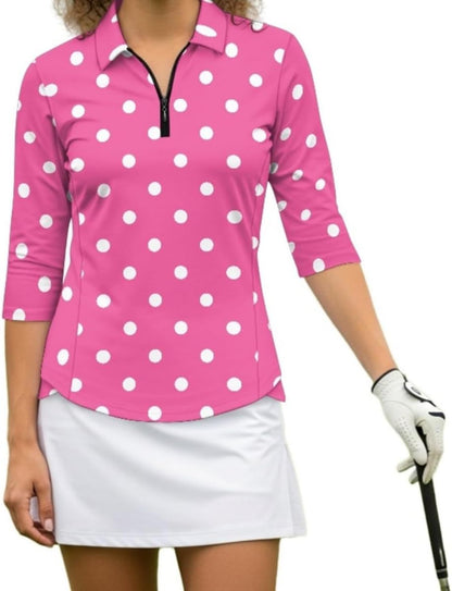 Boatee Golf Shirts for Women 3/4 Sleeve Cloth Quarter Zip Suitable for Outdoor Sports for Winter Outdoor Sports