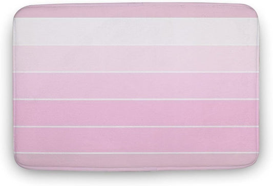 Chic Pink Stripe Pattern Bathroom Rugs, Non Slip & Absorbent Bath Mat Carpets for Bathroom, Entryway or Sink 20" x 32"