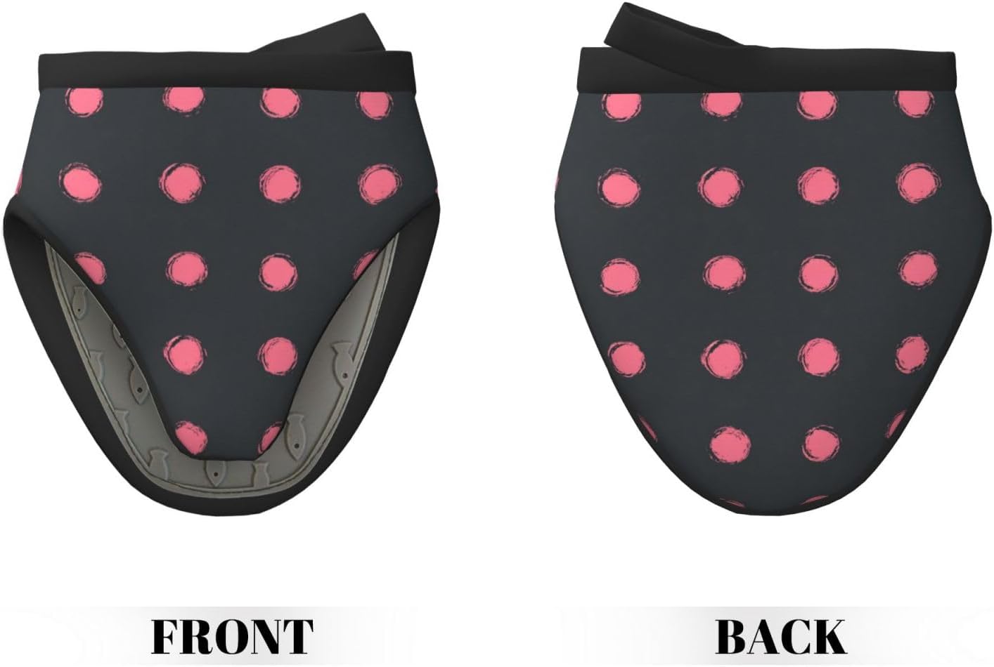 Light Pink Polka Dots in Grid On Solid Dark Gray Mini Silicone Oven Mitts Heat and Slip Resistant Kitchen Mittens,Short Oven Gloves for Safe Cooking Baking & Grill,5.9"X5.9"
