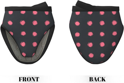 Light Pink Polka Dots in Grid On Solid Dark Gray Mini Silicone Oven Mitts Heat and Slip Resistant Kitchen Mittens,Short Oven Gloves for Safe Cooking Baking & Grill,5.9"X5.9"