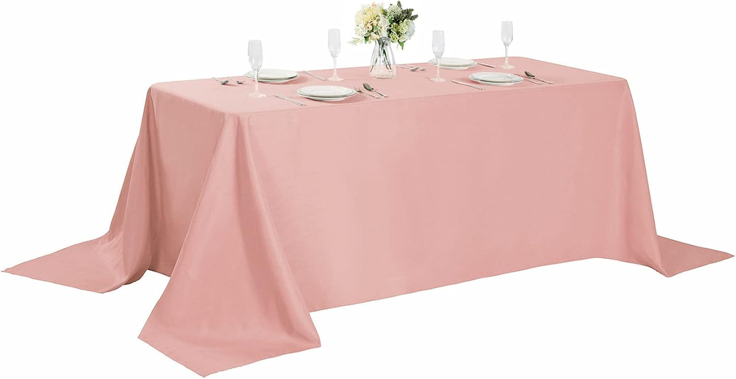 Cupuamon Rectangle Tablecloth 90x156 inch Washable Polyester Fabric Table Cloth for Wedding Party Dining Banquet Decoration（90x156, Dusty Pink）