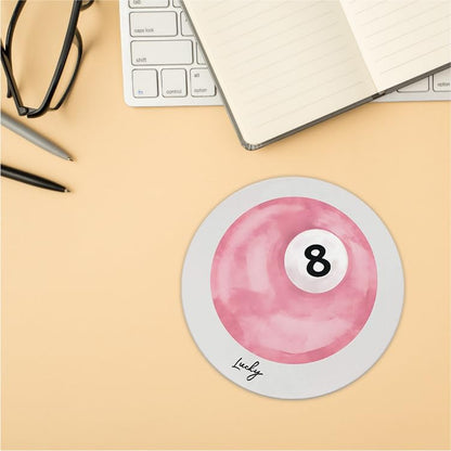 QUICQOD Coquette Mouse Pad, Trendy Round Mouse Pad, Disco Ball Mousepad Pink Lucky 8,Preppy,Non-Slip Rubber Base Mousepads for Home Office Dorm Desk Decor,8.7 x 8.7 Inch