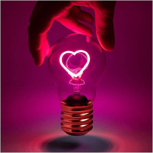 Suck UK Pink Lamp - Heart Light Bulb - Bedroom Accessories - Pink Bedside Lamp - Cordless Heart Light Bulb - Rechargeable Battery - LED Neon Lights - Vintage Edison Bulbs - USB Charging Night Lights