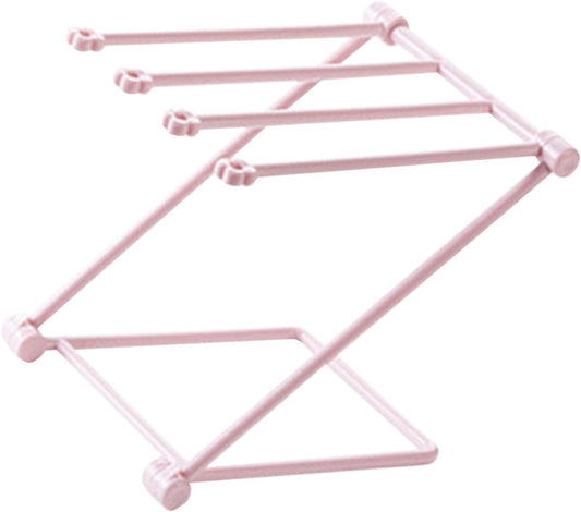 MINGZHE Washcloth Holder Dish Rag Cloth Holder Countertop Dishcloth Drying Rack 4 Arms Folding Vertical Hand Towel Stand Dish Rag Storage Holder for Kitchen(Light Pink)