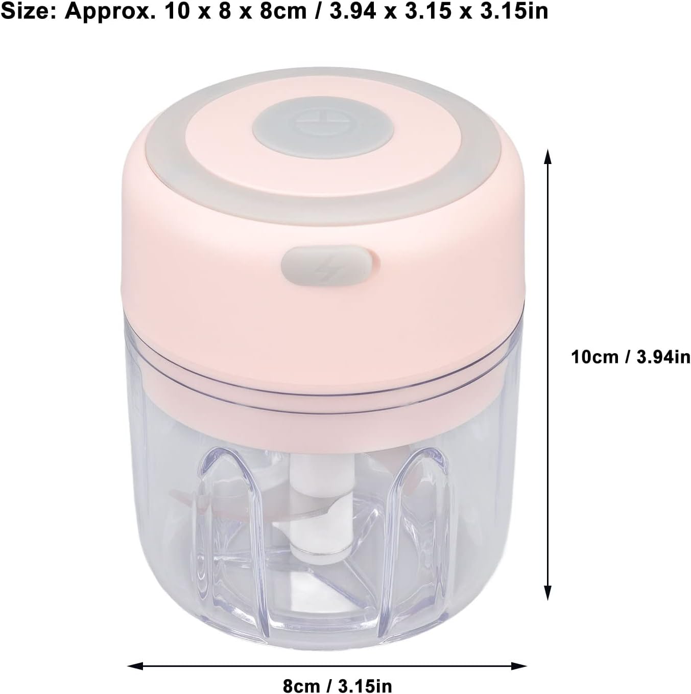 Electric Garlic Chopper, 250ML Garlic Grinder Masher Onion Chopper, Mini Portable Veggie Chopper, stainless steel blade Food Processor, Portable Electric Mini Food Chopper (Pink)
