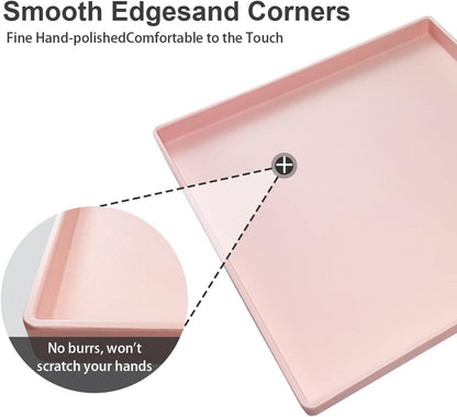 Square Serving Tray, Pink Sturdy Countertop Organizer Decorative for Home Serving Coffee Appetizer Breakfast Kitchen 11 * 11 Inch (Pink)