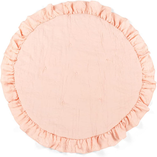 Lush Decor Baby Round Ruffle Play Mat 36" Diameter Blush - Tummy Time Mat - Pink Playmat - Baby Play Mats for Floor - Girl Nursery Decor