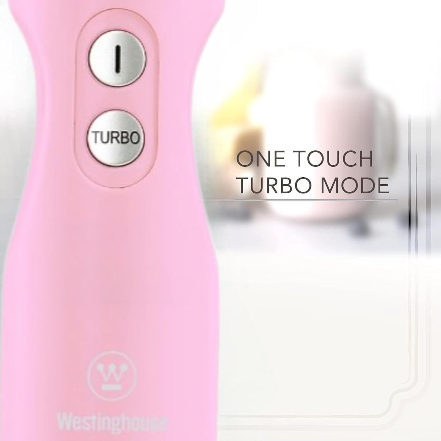 Westinghouse Hand Blender - 5-Speed Immersion Blender with Turbo Function, Stainless Steel Blades & Rod, 500W Power, Detachable Easy Clean Design, Best for Smoothies & Soups - Retro Appliance, Pink