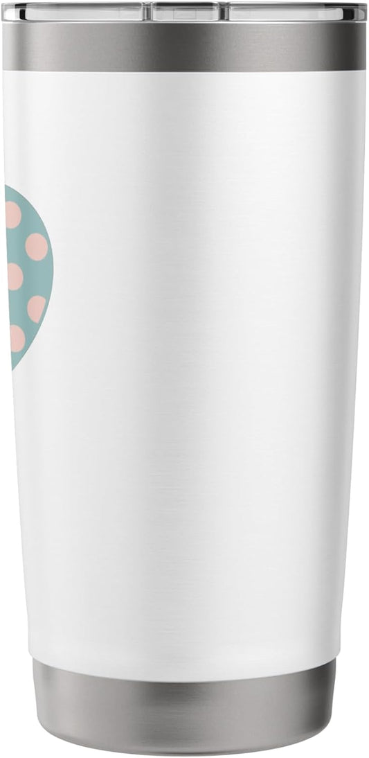 Cute Dusty Teal and Peach Pink Polka Dot Aesthetic Pattern Stainless Steel Insulated Tumbler