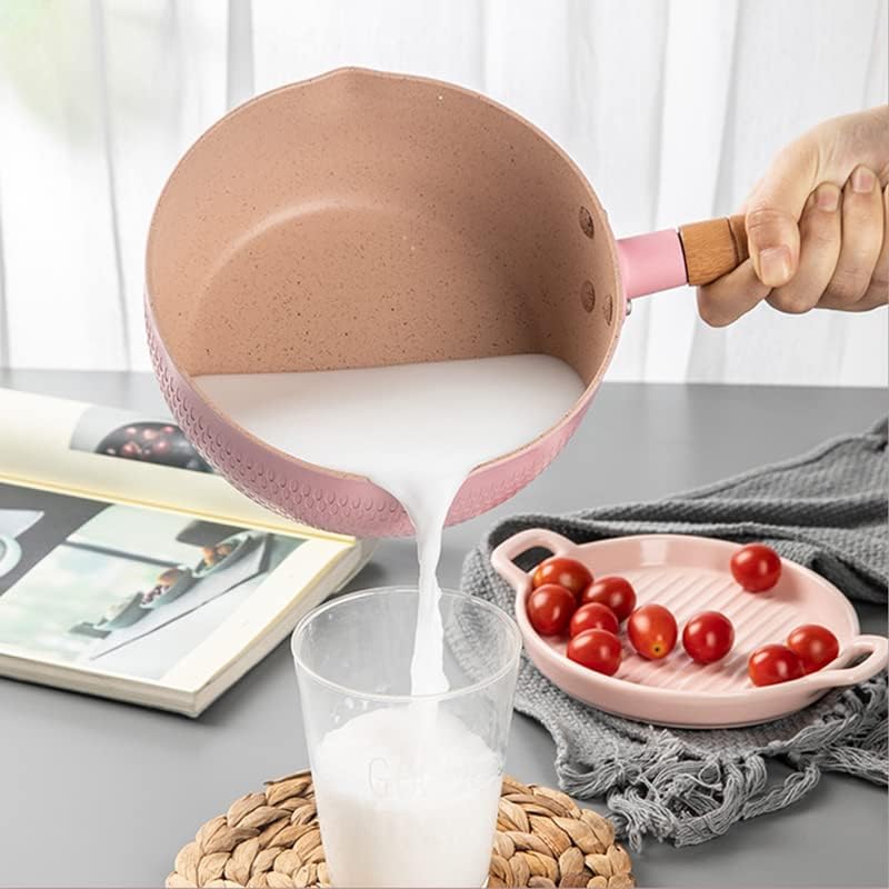 Snowflake Hammer Pattern Non-Stick Japanese Saucepan Boiling Pot for Elegant Table (Pink 18cm)