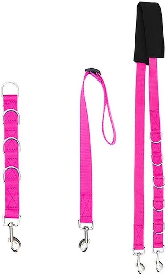 Adjustable Pet Grooming Belly Strap with D-Rings for Dog Bathing and Hair Cutting, 3-Piece Traction Belt Set, Universal Size(Pink)