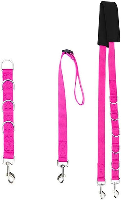 Adjustable Pet Grooming Belly Strap with D-Rings for Dog Bathing and Hair Cutting, 3-Piece Traction Belt Set, Universal Size(Pink)