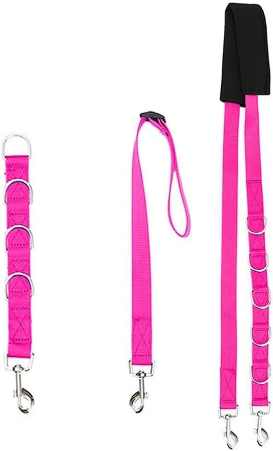 Adjustable Pet Grooming Belly Strap with D-Rings for Dog Bathing and Hair Cutting, 3-Piece Traction Belt Set, Universal Size(Pink)