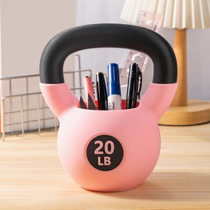 Mini Kettlebell Pen Holder - Desktop Organizer for Fitness Enthusiasts - Unique Squat Design Desk Accessory for Home Funny Desk Organizer for Office, Gift for Weightlifters, Fitness Lovers Pink