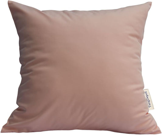 TangDepot Durable Faux Silk Solid Pillow Shams, Euro Shams, European Throw Pillow Covers, Indoor/Outdoor Cushion Covers - (24"x24", Cream Blush)