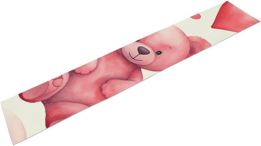Table Runners 72 + Inches Long Farmhouse Peach Style Bear Printed Table Runner Boho Dining Table Runner for Party Wedding Birthday Table Decoration