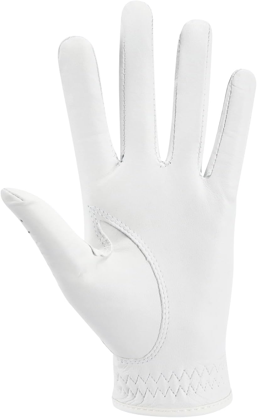 PINKTEE Golf Glove Women Left Hand Premium Cabretta Leather with Pink Marker All Weather Golf Gloves for Ladies Size Small Medium Large