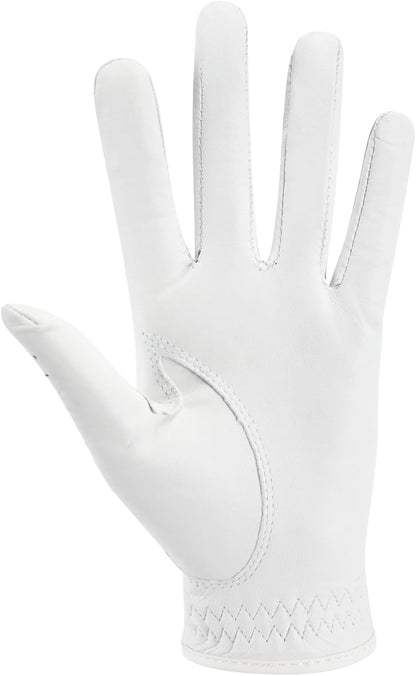PINKTEE Golf Glove Women Left Hand Premium Cabretta Leather with Pink Marker All Weather Golf Gloves for Ladies Size Small Medium Large
