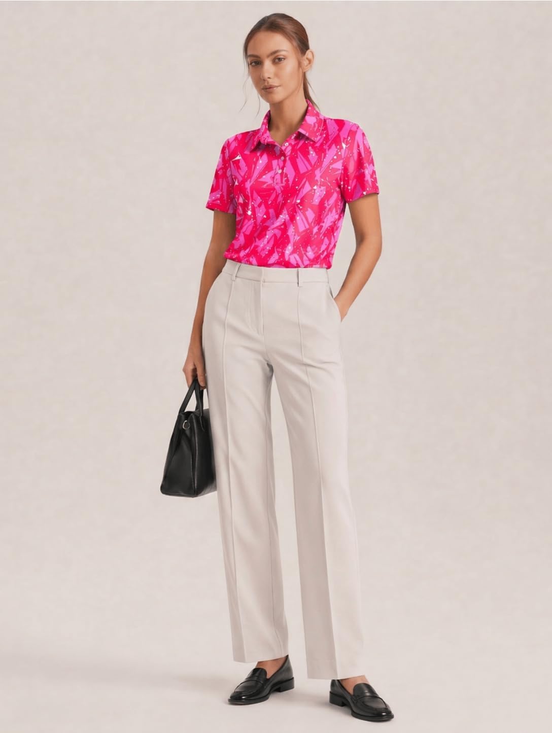 PINSPARK Womens Golf Shirt 4-Button UPF 50+ Quick Dry Collared Short Sleeve Polo Shirts for Women Tennis Work Golf Outfits
