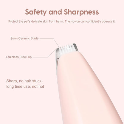 Dog Clippers for Grooming, Dog Paw Trimmer, Pet Paw Trimmer, Mini Trimmer for Dogs, Rechargeable, Low Noise for Trimming Dog Cat Hair Around Paws, Eyes, Ears, Face, Rump (Pink)