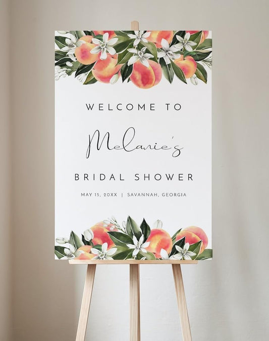 Peach Bridal Shower Welcome Sign Personalized - Peach Bridal Shower Welcome Poster - Peach Bridal Shower Banner - Peach Bridal Shower Sign - Bridal Shower Decoration - Bridal Shower Sign Board