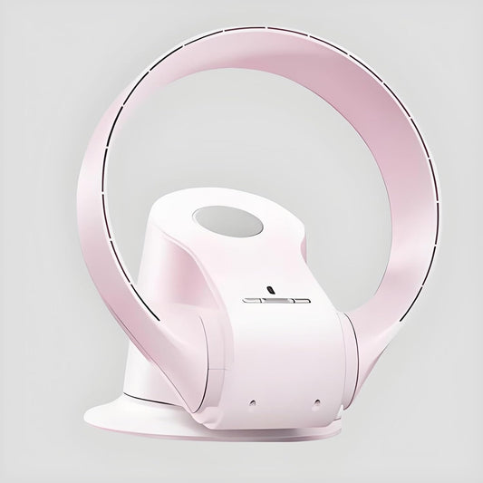 Bladeless Fan for Bedroom, 14in Leafless Wall Mounted Fans, Desk Fans Quiet, 90° Oscillating Fans for Indoors with 7+2 Speeds, with Remote Control/Timer 26 W Power(Pink)