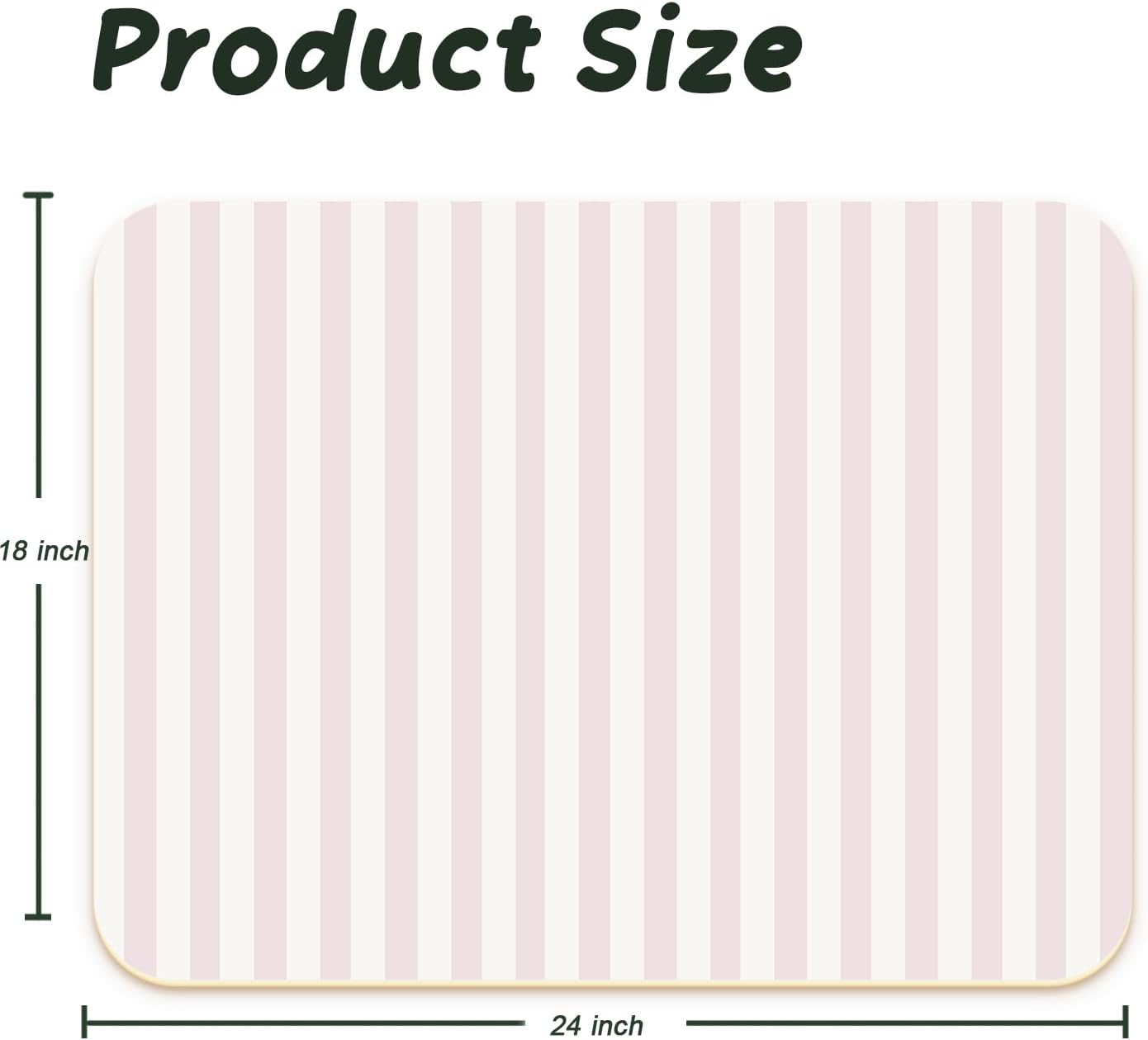 Premium Dish Drying Mat - Coffee Bar Matt & Drainer Rack for Kitchen Counter Decor, Housewarming Hostess Gift for Coffee Lovers, Super Absorbent Mat, 18" x 24" (Pink Stripes, 18'' * 24'')