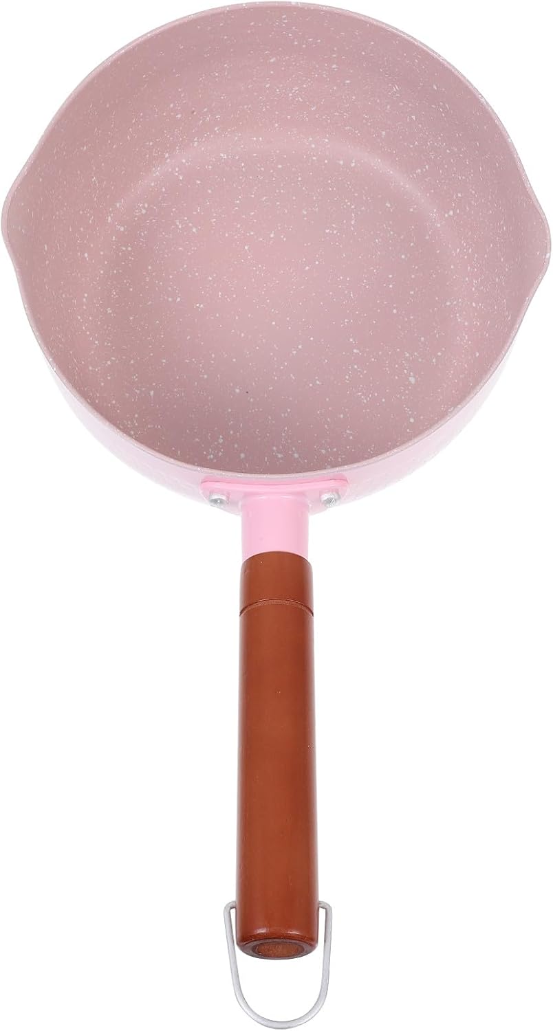 FRCOLOR Milk Pot Aluminium Cooking Pot 18cm Pink Yukihira Saucepan for Stovetop Cooking