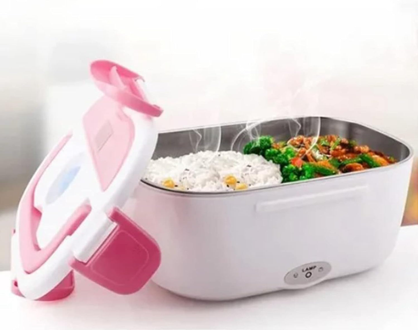 Electric Lunch Box, Portable Food Warmer and Heater Lunch Box for Home Kitchen Travel with Spoon, Liner, Dish Box, Pink 110V US Plug