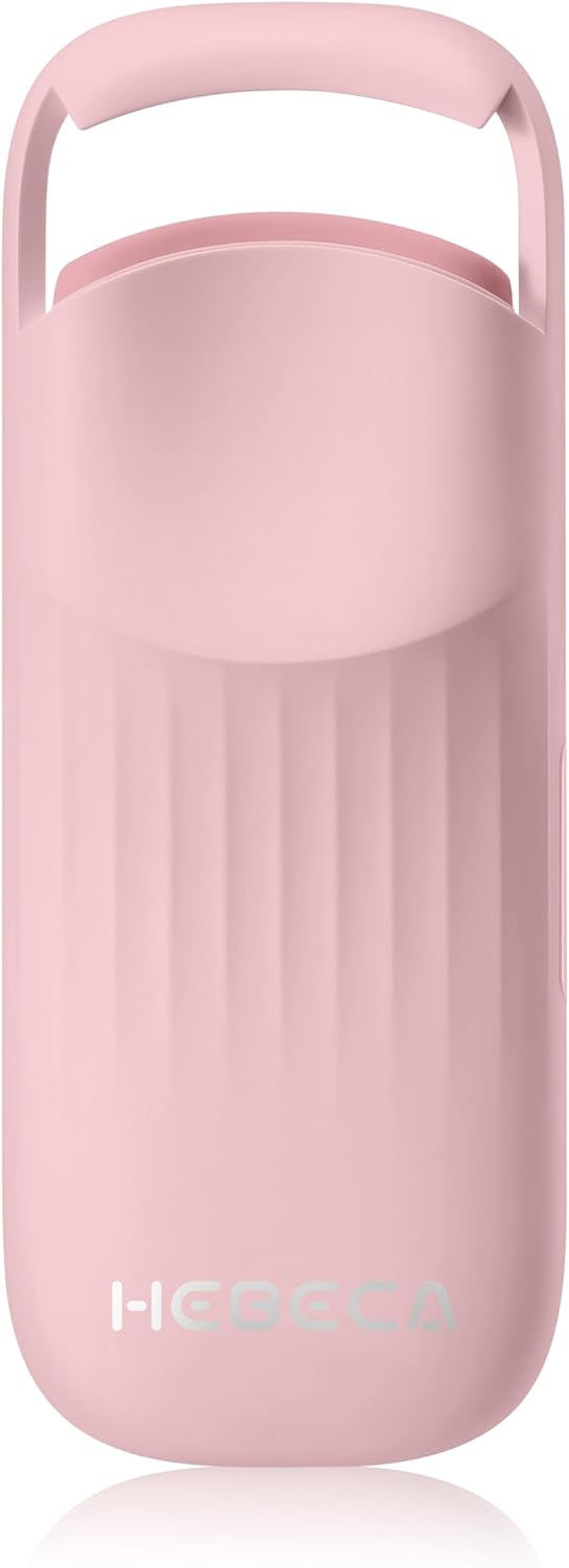 HEBECA Heated Eyelash Curler Innovative, QuickCurl 2S Heat Up, Naturally Lash Curler 70°C/85°C Adjustable Heat, Safe Food-Grade Silicone, 600mAh Battery Portable Size for Travel (Pink)