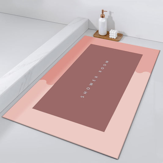 Super Absorbent Floor Mat, Multi-Size Bathroom Anti-Slip Bath Mats for Home, Microfiber Quick Dry Bathroom Carpet, Morandi Color Matching Diatom Mud Bath Mat（Rectangle - Pink, 19.7x31.5 in）